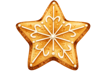 Illustration of Star Shaped Gingerbread Cookie with Snowflake Decoration