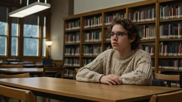 ege freshman video in library interior setting