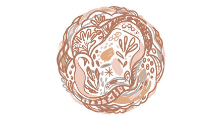 Obraz premium Round Floral Illustration Decorative Art Botanical Elements Design