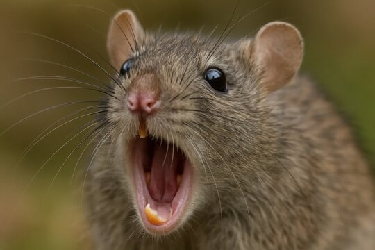 An alarming moment captured as a rat opens its mouth wide in distress