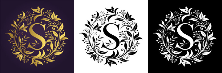 Letter S Luxury Floral Monogram Logo Template (28)
