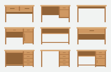 Flat Design Wooden Desk Collection