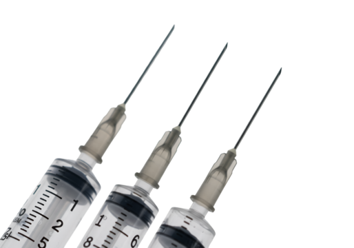 Illustration of Three Syringes with Needles On Transparent Background - Powered by Adobe