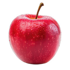 Single, vibrant red apple, glistening with water droplets (3)