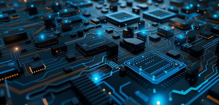 Next-Gen Circuit Board Animation, High-Tech Electronic 