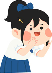 Child covering mouth with hand