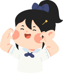 Cartoon Illustration of Happy Girl in Uniform