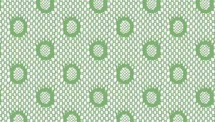 Seamless lace fabric with green circular patterns