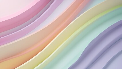 Obraz premium Abstract pastel rainbow waves with soft lighting and smooth curves creating a serene background