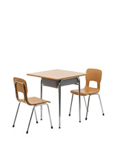 Illustration of Two Chairs and Desk Classroom Furniture on Transparent