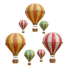 Obraz premium Vintage Hot Air Balloons Isolated Creative Aerostat PNG Transparent