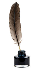 Vintage Quill Pen and Inkwell Illustration Feather Writing Classic