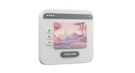 Website Mockup 3D Render of Browser Window with Pastel Landscape