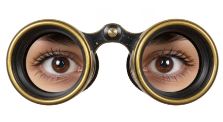 Woman Eyes Gaze Through Binoculars Vision Optical Equipment