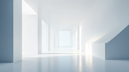 Minimalist interior with soft gradient lighting, evoking calm and modern elegance.