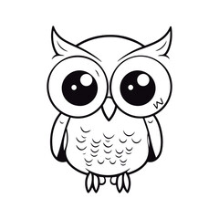Fototapeta premium Coloring Page Of cartoon cute Owl Coloring Book for kids.