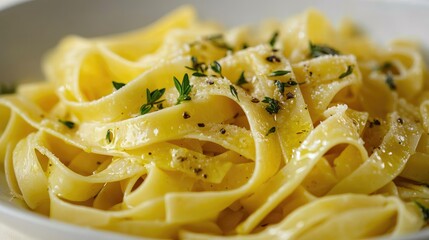 Close Up of Traditional Tagliatelle Pasta Dish