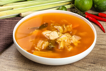 Korean kimchi soup with seafood