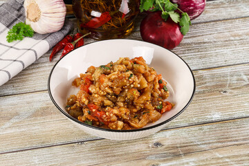 Grilled vegetables salad - Eggplant, tomato and pepper