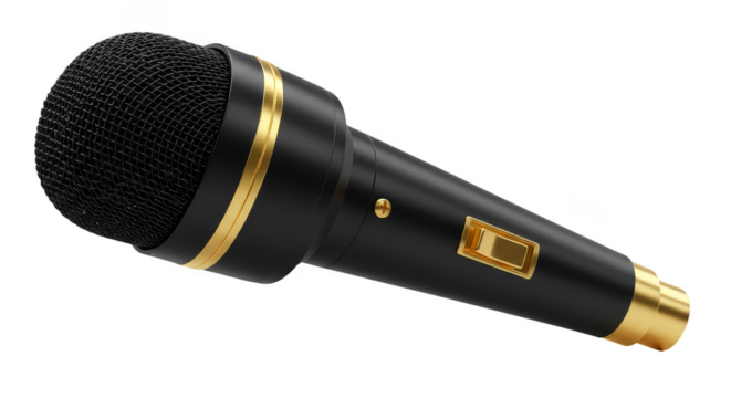 Illustration of Black Gold Microphone Sound Music with Transparent BG
