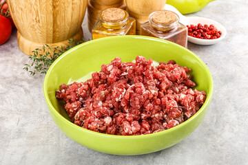 Raw beef minced meat for cooking