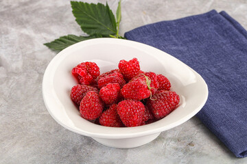 Ripe sweet and juicy organic raspberry