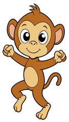 Obraz premium Cute cartoon monkey illustration vector graphic for kids children books and design projects vector art