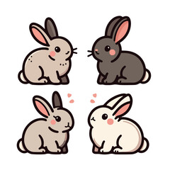 Fototapeta premium cute cartoon bunny character set vector animal illustration
