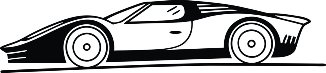 Sleek Black and White Car Design a Classic Automotive Illustration With Clean Lines and Stylish Silhouette