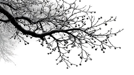 Bare black branches on white background aesthetic
