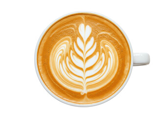 Isolated Bird's-Eye View of Latte Art Coffee