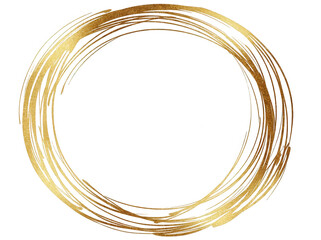 Vector golden circle line hand-drawn on a white background, png, transparent