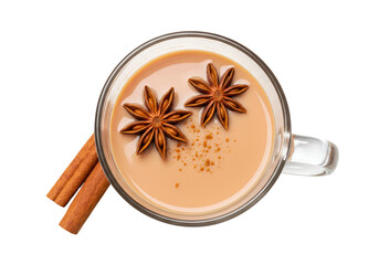 Isolated Spiced Chai Tea with Star Anise and Cinnamon Sticks