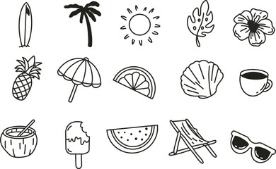line art vector illustration summer beach