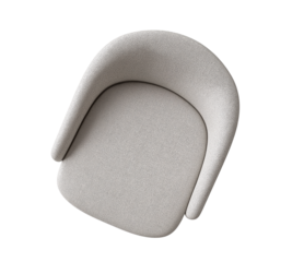 top view of an armchair, light gray in color, with a rounded shape and straight edges, leather texture, minimalist style, against a white background, high resolution, high quality., 