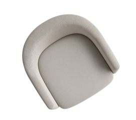 top view of an armchair, light gray in color, with a rounded shape and straight edges, leather texture, minimalist style, against a white background, high resolution, high quality., 
