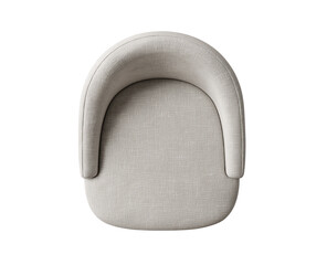 top view of an armchair, light gray in color, with a rounded shape and straight edges, leather texture, minimalist style, against a white background, high resolution, high quality., 