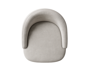 top view of an armchair, light gray in color, with a rounded shape and straight edges, leather texture, minimalist style, against a white background, high resolution, high quality., 