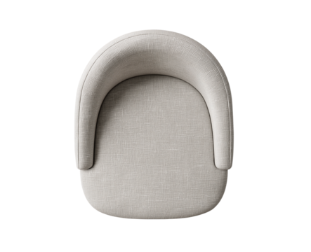 top view of an armchair, light gray in color, with a rounded shape and straight edges, leather texture, minimalist style, against a white background, high resolution, high quality.,  - Powered by Adobe