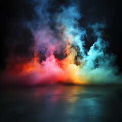 Obraz premium A pitch-black room illuminated only by multi-colored smoke(3)