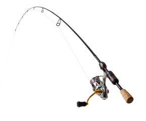 Fishing rod with spinning reel on transparent background