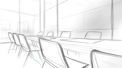 Fototapeta premium Sketch of a modern conference room.