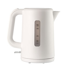Modern white electric kettle isolated on transparent background