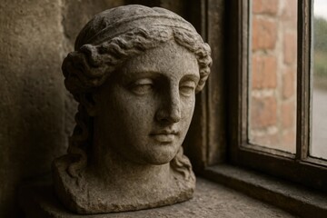 Fototapeta premium A Glimpse of Ancient Artistry Through a Window