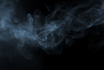 Real silky smoke on black background