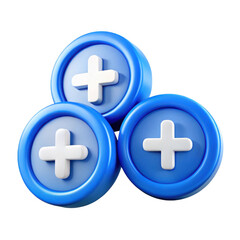 Fototapeta premium 3d blue plus icons grouped together isolated on transparent background