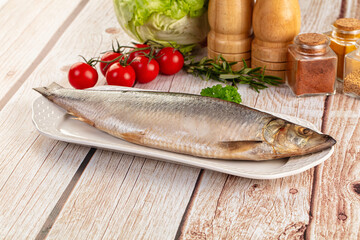 Raw whole salted herring fish