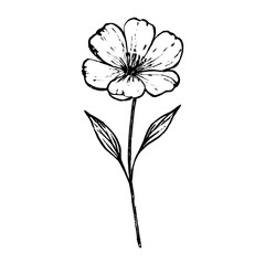 Elegant black ink flower illustration vector