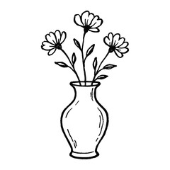 Minimalist floral vase illustration vector
