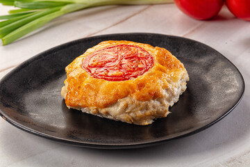 Chicken chop cutlet with cheese and tomato